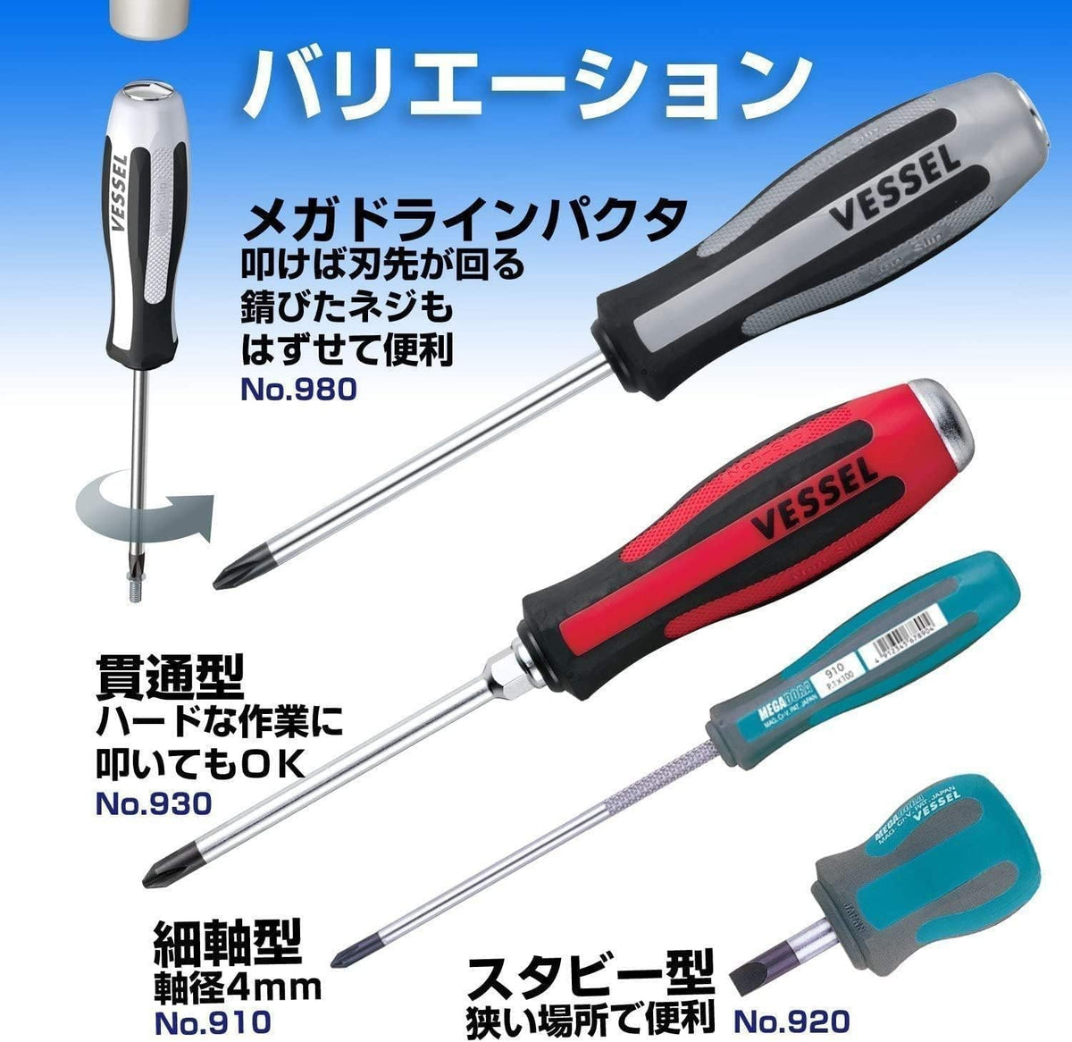 VESSEL Mega Drive Standard Screwdriver +2 x 150 900