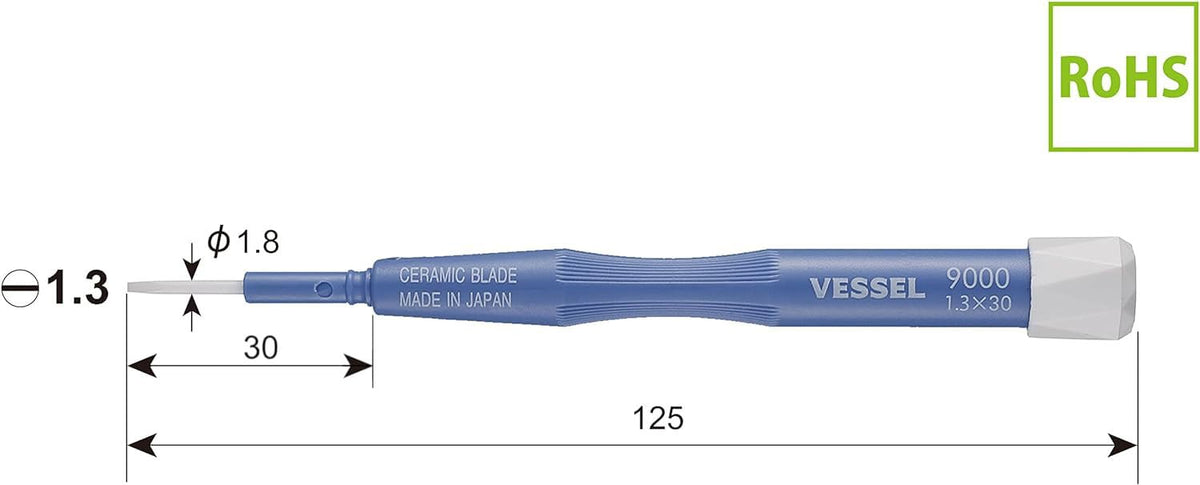 VESSEL Ceramic Adjustment Screwdriver -1.3 x 30 9000